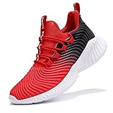 shanglutong Turnschuhe Jungen Sportschuhe Kinder Schuhe Mädchen Sneaker Hallenschuhe Atmungsaktiv Leichte Laufschuhe Straßenlaufschuhe für Unisex-Kinder Rot Gr 36