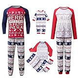 Weihnachts Pyjama Familie Set schlafanzüge Weihnachten Familie Set Damen Herren Kinder Junge Mädchen Eltern Kind Outfit Nachthemd Langarm Shirt Top Gedruckt Karierte Hose Xmas Sleepw