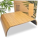 BAM BOO BOX Sofatablett - Sofalehnen Ablage aus Bambus - Armlehnen Tablett aus Holz - Sofaablage in Naturfarb
