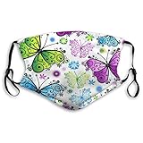 Fillter Waschlappen für Frauen, Schmetterlinge, warm, kaltes Mundstück, staubdicht, Ohrschlaufen für Reisen, doppelter S