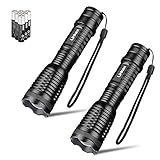 LED Taschenlampe, Linkax 2 Stück Taschenlampen Taktische Superhelle 800 Lumen Tragbare Zoombar Taschenlampe Outdoor Camping Handlamp