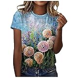 t-Shirts Damen Damen Elch Weihnachten Tops Sweatshirt Niedlich Tier Gedruckt T-Shirts Langarm Pullover Casual Rundhals Lose Bequem H