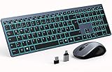 GEEMAI-TEK Kabelloses Tastatur Maus Set, 2.4GHz Ultraslim Kabellose Tastatur und Maus Combo, Wiederaufladbare Tastatur Maus Set Kabellos mit Deutsches QWERTZ-Layout Kompatibel mit PC/Laptop/ Tab