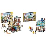 LEGO 31097 Creator 3in1 Stadthaus mit Zoohandlung & Café, Modellbausatz, Spielzeug, ab 9 Jahre & 31105 Creator 3in1 Spielzeugladen im Stadthaus - Konditorei - Blumenladen, Spielzeug ab 7 J