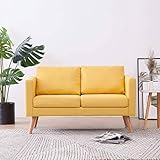 GOTOTOP 2-Sitzer-Sofa, skandinavisches Design, mit 2 Rückenkissen und 2 Sitzkissen, für Wohnzimmer, kleine Räume, 116 x 70 x 73 cm, Farbe: Gelb