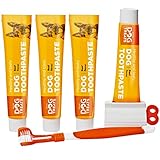 Natural Dog Treats Hundezahnbürste und 4X Zahnpasta Set für Hunde, Rindfleischgeschmack Premium Zahnpflege für Gesunde Zähne & Z
