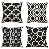 MIULEE 4er Set Schwarz und Weiß Geometrie Kissenbezug Kissen Dekorative Kissenhülle Sofakissen Zierkissen Couchkissen Geometrische Muster Dekokissen für Sofa Couch Wohnzimmer Schlafzimmer 45x45