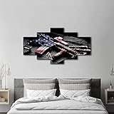Leinwanddrucke,5 Teiliges Wandbild AK Retro Gun American Flag Military 5 Stück Leinwand,Modular Wandkunst,Brettmalerei,Home Dekoration, 150Cm×80Cm,Mit R