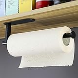 YIGII Küchenrollenhalter Schwarz - Papierrollenhalter Edelstahl Küchenpapierhalter Wand Rollenhalter Selbstklebend ohne B