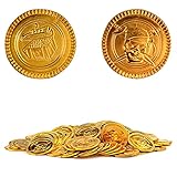 Gxhong Goldmünzen,100 Stück Pirat Münzen Spielzeugmünzen für Kinder Schätze für Schatzsuche Piratenschatz Piraten Schatzsuche Spielmünze,für Piraten Party, Kinder Spiele,Kindergeburtstag Dek
