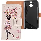 Lankashi PU Flip Leder Tasche Hülle Case Cover Schutz Handy Etui Skin Für HTC Bolt/HTC 10 Evo 5.5' Umbrella Girl Desig