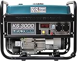 Könner & Söhnen KS 3000 Stromerzeuger, 7 PS 4-Takt Benzinmotor, Kupfer Alternator, 3000 Watt, 16A, 230V Generator, Garage oder Camping