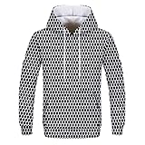 NTtie Herren Sweatshirt Sweatjacke Pullover Sweat Hoody Sweatshirt Gitterquadrat 3D Digitaldruck