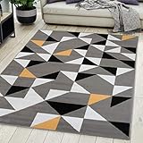 Carpeto Rugs Teppich Wohnzimmer Kurzflor Grau Modern Geometrisch Muster Öko-Tex 300 x 400