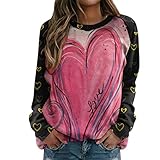 unilarinna Damen Sweatshirt Oversized Rundhals Top Valentinstag Lustige Drucken Pullover Große Größen Lässig Oberteile Basic Elegante Winterp