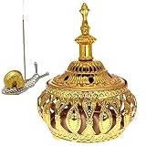 Arabischer Weihrauchbrenner, Metall Weihrauchbehälter, Tower Form Weihrauchbehälter, Aromalampe, Räucherstäbchen Halter Brenner, Räuchergefäß mit Deckel, für Yoga, Entspannung, M