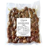 NONNA PIPPINA Schwarze Nocellara-Oliven (Sizilien), 500g, mit Oregano und Chili eingelegt,