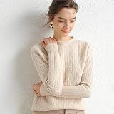 NEU 100% Merinowolle Kaschmirpullover Damen Winter Warm O-Ausschnitt Langarm Damen Pullover gestrickt Herbstpullover Vintag