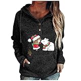 Hoodie Damen Kapuzenpullover Weihnachten Langarm Sweatshirt Pullover Tasten Xmas Druck Hoodie Tops Sport Casual mit Kapuzen Jumper Sweatjacke Kapuzenpulli Ob