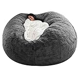 ilbcavne Riesiger Sitzsack Flauschig, Sitzkissen Sofa Beanbag Ohne Füllung Faules Sofa Runder Sofabezug Für Kinder & Erwachsene(Size:180 * 90,Color:Dunkelgrau)