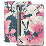 Hülle für Galaxy Tablet S7 Plus 12,4 Zoll Hülle 2020 mit S-Stifthalter,Botanical Tropical Bird Slim Stand Schutzfolie Hülle für Samsung