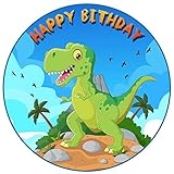 Tortenaufleger Dino Dinosaurier Motiv Essbare Tortendeko Tortenbild Kuchendekoration Fondant Rund Ø20CM