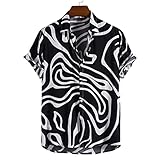 SSBZYES Herrenhemden Kurzarm Herrenmode T-Shirt Strickjacke Herren Blumenhemd Baumwolle Leinen Bedrucktes Kurzarmhemd B