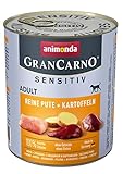 animonda GranCarno Hundefutter Adult Sensitiv, Nassfutter für ausgewachsene Hunde, Reine Pute + Kartoffeln, 6 x 800 g