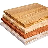 LAMO Manufaktur Holzplatte für Couchtisch, Beistelltisch, Tischplatte Massivholz Baumkante 50x50 cm, Dunkel, LHB-01-A-004-50