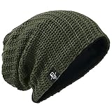 VECRY Herren Slouchy Mütze Strickmützen Rasta Skull Cap Sommer Winter Sackmütze , M, Gerippt Grü