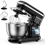 PHISINIC Küchenmaschine Knetmaschine 1500W Teigmaschine Rührmaschine mit 5,5 L Edelstahl Schüssel Geräuscharme Teigknetmaschine inkl 3-Teiligem Patisserie-Set und Spritzschutz-Schw