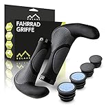 VELAAS ® Fahrradgriffe – [2X] Fahrrad Griffe in ergonomischer Form – [2X] Endkappen – inklusive [2X] Reflektorendkappen (Schwarz)