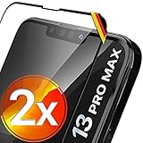 UTECTION 2X Full Screen Schutzglas 3D für iPhone 13 Pro Max (6.7') - Perfekte Anbringung Dank Rahmen - Premium Displayschutz 9H Glas - Kompletter Schutz Vorne, Folie Schutzfolie Vollglas - 2 Stück