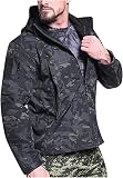 WSXA Softshelljacke Winter-Softshell-Jacken for Männer Fleece gesäumt Warmer Mantel wasserdicht Windjacke mit Kapuze Oberbekleidung mit Kapuze Verdickt Softshelljacke (Color : Black, Größe : 3XL)