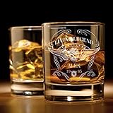 Whiskey Glas mit Gravur (Name & Datum) I originelle Geschenkidee mit rockigem Totenkopf Design - ausgefallene Geschenke I Personalisiertes Whiskyglas als Geschenk für Männer & M