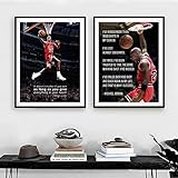 WTYBGDAN Basketball Poster Michael Jordan Wandbilder Zitat Malerei Leinwand Kunstdruck für Zuhause Wohnzimmer Dekor | 45x65cmx2Pcs / ohne R