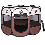 REAYOU Pet Laufstall Hund Welpen Laufstall altbarer Haustier-Hundezelt-achteckiger Haustier-Katzen-Zaun-Hundeförderer-Käfig für Innenaußenreise-H
