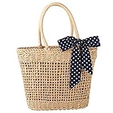YXILEE Strohbeutel für Damen, Strandtasche, gewebt, Sommer, groß, Reise-Tragetasche, N