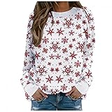 Mophghdj Pullover Damen Herbst - Longshirt Longsleeve Damen Pullover Damen Baumwolle XXL Pullover Damen flauschig Frauen Geschenk Rundhals Sw