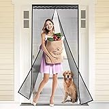 Magnet Fliegengitter Tür Insektenschutz 120x220cm Durable Fiberglass Mesh Curtain Anti-Riss-verstärktes Oberteil Klebemontage Ohne Bohren Der Magnetvorhang ist Ideal für die Balkontür Terrassentü
