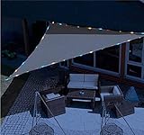 ACCZ Wasserdicht Sonnensegel Mit Solarenergie LED Nachtlichtern Beleuchtung, Hergestellt Aus Hochwertigem Wasserdichtes Polyestergewebe, 3x3x3M, Dreieck Grau, Geeignet Für Garten/Terrasse/G