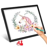 Wiederaufladbar LED A4 Leuchttisch Grafiktablett Light Pad Digitales Tablet Copyboard mit 5 stufiger, dimmbarer Helligkeit zum Nachzeichnen von Zeichnungen (Schwarz)