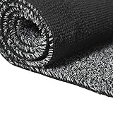 Carpeto Rugs Kunstrasen Rasenteppich für Garten Balkone Terrassen Wintergärten mit Drainage - Höhe: 6 mm Meterware Wasserdurchlässig - Grau Schwarz 400 x 300