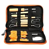 mumisuto Halloween Kürbis Schnitz-Set, 13 Stück Schnitzmesser Manuelle Bildhauerei DIY Kürbis Schnitzmesser Werkzeuge Set mit Stoffpaket Tasche für Halloween Dek