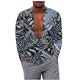 Herren Hemd Langarm Baumwolle Paisley Bedruckt Freizeithemd Langarmhemd Regular Fit Shirts Langarm Hawaii-Print Hemd Freizeithemd Mehrfarbig Button-Down Shirts AB799