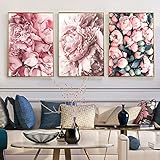 TYFDL Rose Blume Poster Druck Skandinavische Mode Wandkunst Nordischen Stil Leinwand Malerei Moderne Home Wohnzimmer Dekoration Malerei 40x60cmx3 R