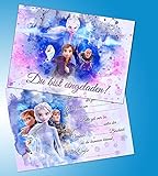 Einladungskarten 10er Set + 10 Umschläge Kindergeburtstag kompatibel mit Frozen Die Eiskönigin, Format DIN A6 (Postkarte 148 x 105 mm), 0025