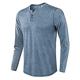MENSU Herren Weiches Atmungsaktives Rundhals T-Shirt Raglan Button-Down Langarm Boden Hemden Männer Beiläufig Klassisch Henry Tops Regular Fit Leichtes Dünnes Herbst Sport Lauf Sw