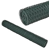 pro.tec] Maschendrahtzaun grün [1m x 25m] Sechseck-G