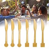 Semiter Wiederverwendbares Geschirr, Plastikbesteck Golden für Feiern für Hochzeiten für Picknicks für Party